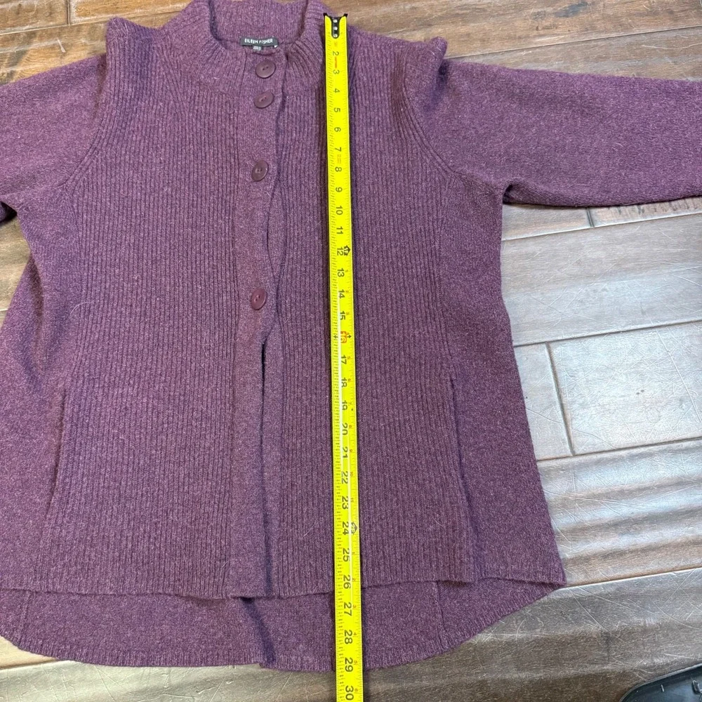 Eileen Fisher Sweater Long Sleeve Button Front‎ Cashmere Wool | Purple | Size XL